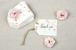 32 Pink Larkspur Petal Seeded Paper Tags 2.5" x  3.375", Wildflower Gift Tag