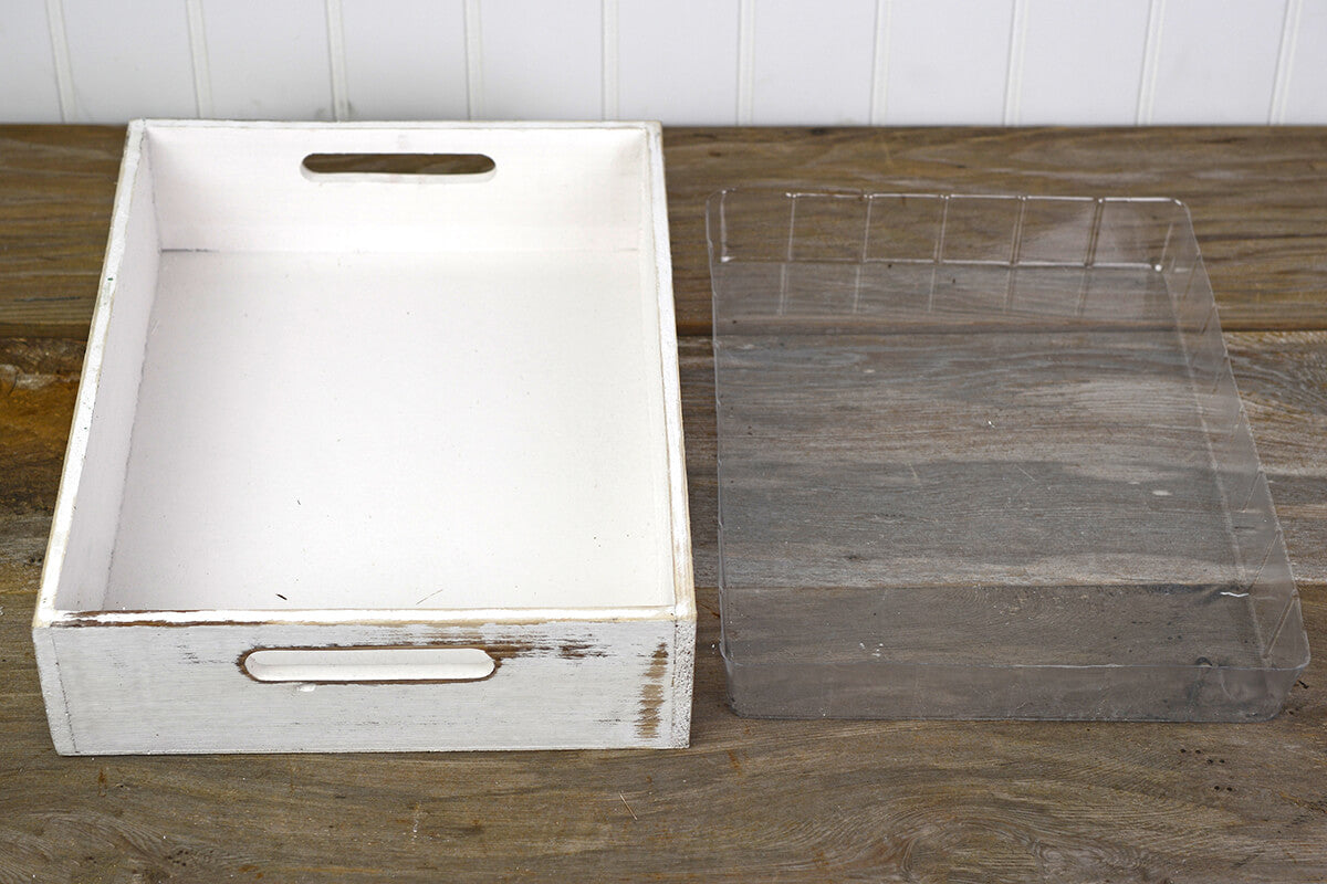 white wood rectangle tray 10x14