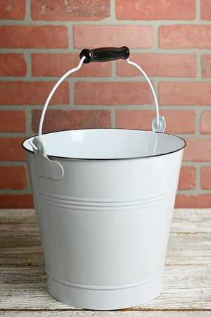 White Enamel 10" Bucket with Swivel Handle
