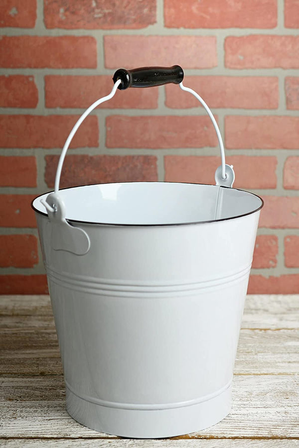 White Enamel Bucket 5x5 with Handles - Save-On-Crafts
